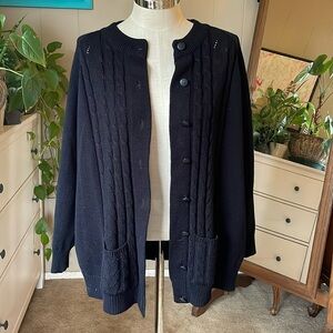 Vintage Bridge Gate black cable knit cardigan sweater, plus size 2X